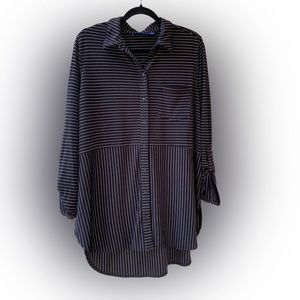 Apt. 9 Women’s Black and White-stripped Women’s Long Blouse/tunic, XL high/low